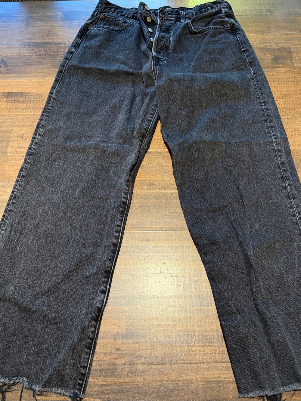 Denim Forum The Farrah High Rise Wide Leg Black Straight-Leg Jeans